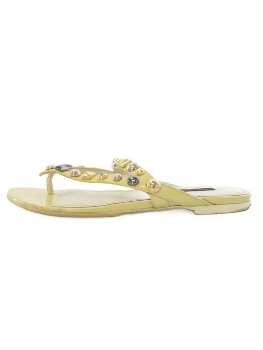 Louis Vuitton Sandals Studs Enamel 35 White Ivory TK